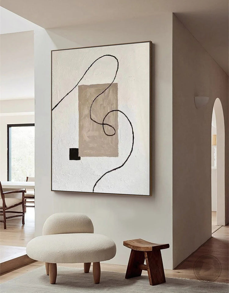 Minimal Line Art Wall Art by 5th Color, featuring sleek black and white abstract line drawing on white background.