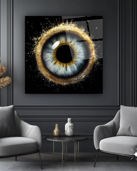 Golden Eye acrylic wall art panel by 5th Color featuring modern luxury design for contemporary home decor.