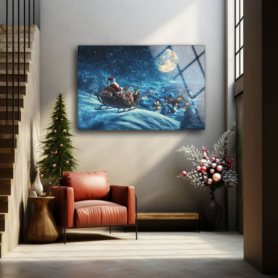 Santa’s Magical Night acrylic wall art by 5th Color featuring a festive winter Christmas scene with luxury panel design.