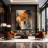 Modern luxury abstract wall art by 5th Color featuring warm orange and charcoal tones on canvas for stylish living room decor