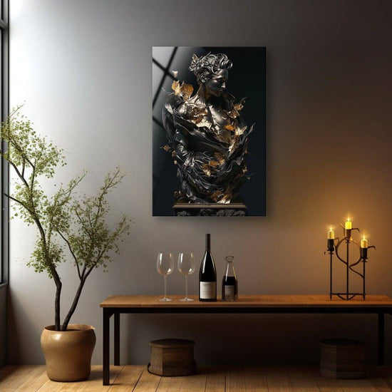 Golden sculpture acrylic wall art by 5th Color, modern classical luxury panel with gold finish, decorative wall decor for elegant interiors