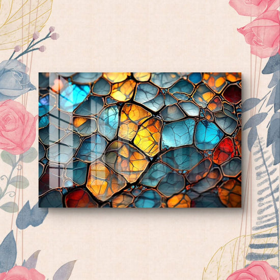 Colorful crystal mosaic acrylic wall art by 5th Color featuring abstract glass design and easy stick luxury panels.