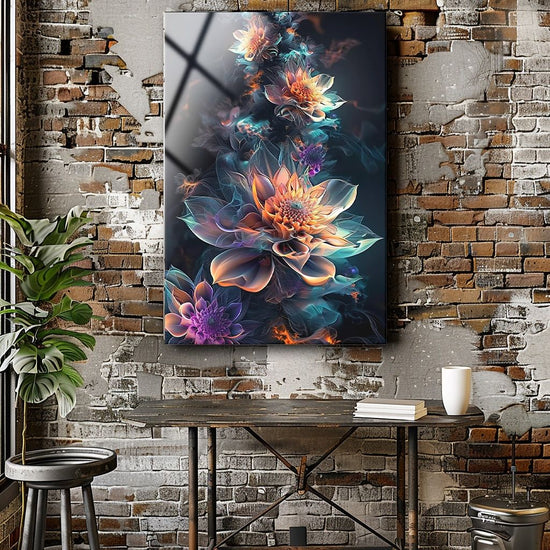 Neon Bloom acrylic wall art by 5th Color featuring modern floral abstract panel with vibrant colors and sleek design.